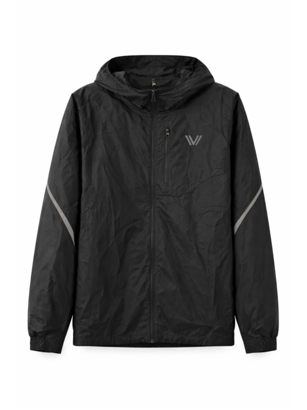 Peak Velocity Black Windbreaker Jacket 2XL Lightweight Hooded Athletic Full Zip